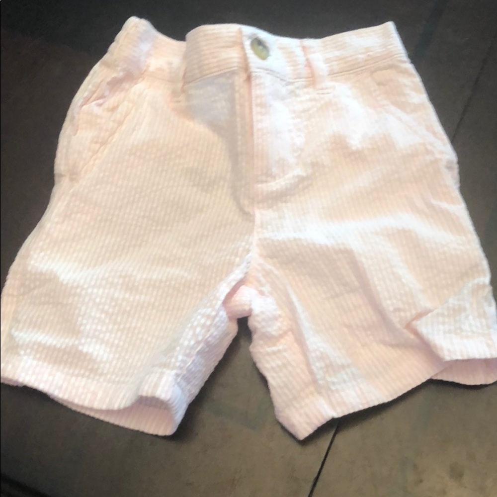 Janie and Jack toddler boys pink stripped shorts